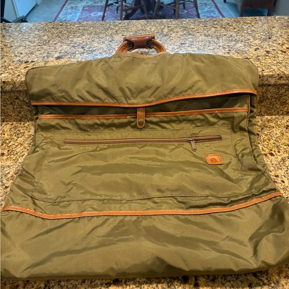 Vintage Hartman Brown Nylon Light Weight Garment Suit Bag Carry On Leather Trim